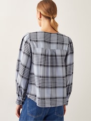 Monsoon Blue Ava Tie-Front Check Blouse - Image 2 of 4