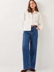 Monsoon Natural Blair Floral Cornelli 100% Cotton Blouse - Image 3 of 5