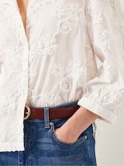 Monsoon Natural Blair Floral Cornelli 100% Cotton Blouse - Image 4 of 5