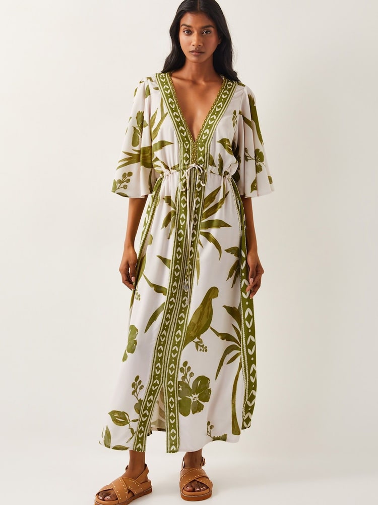 Monsoon Green Isla Tropical Print Maxi Dress - Image 1 of 4