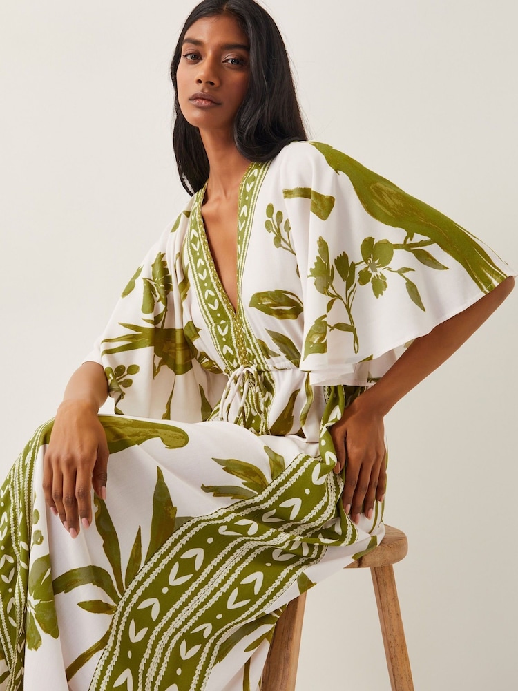 Monsoon Green Isla Tropical Print Maxi Dress - Image 2 of 4