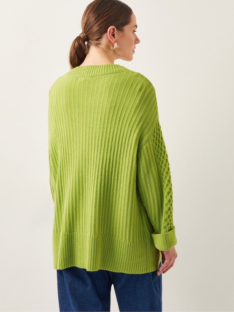 Monsoon Green Opal Oversized Knit Cardigan - Image 3 of 5