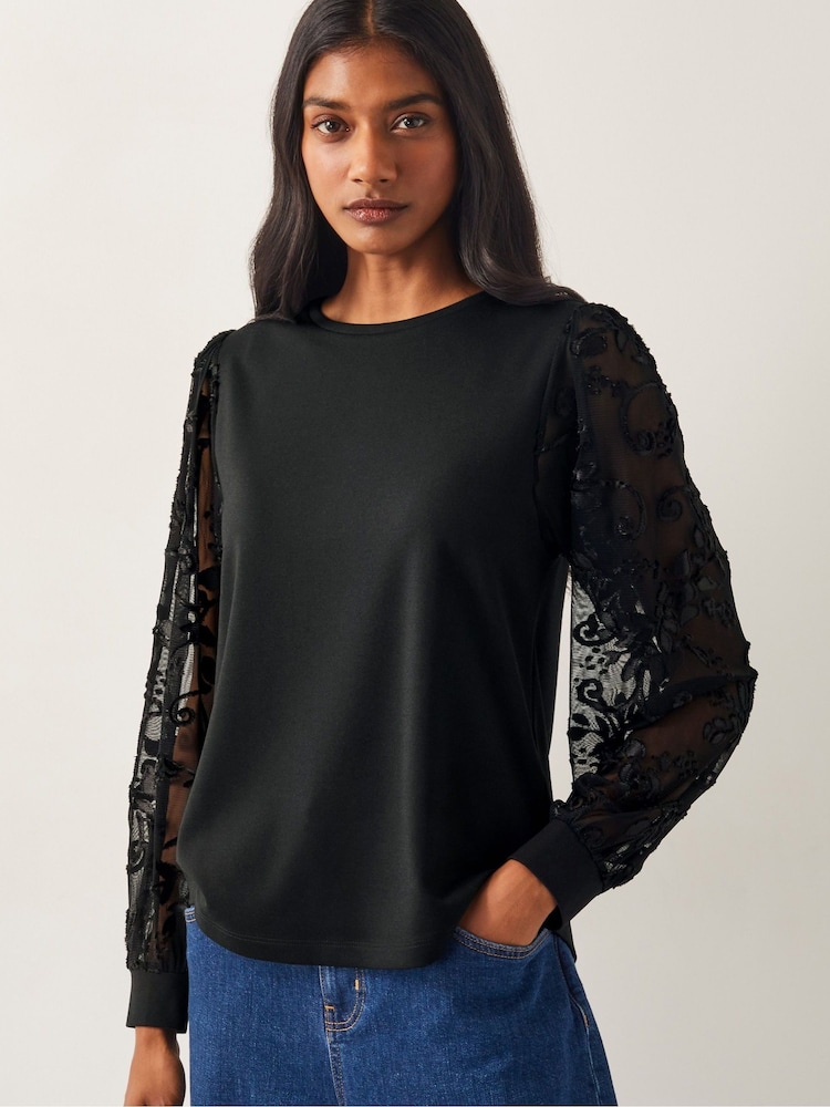 Monsoon Immy Sheer Floral Sleeve Top - Bild 2 von 4
