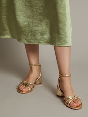 Monsoon Gold Wynn Metallic Strappy Heeled Sandals - Image 1 of 4