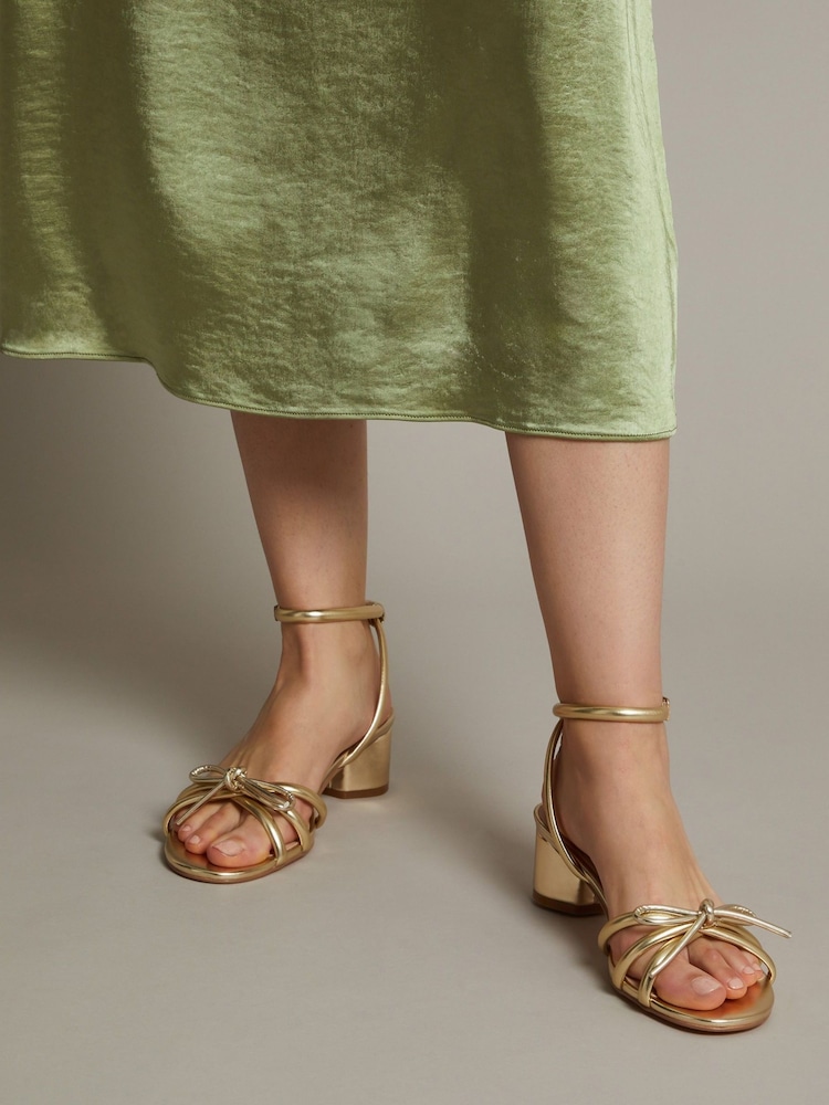 Monsoon Gold Wynn Metallic Strappy Heeled Sandals - Image 1 of 4
