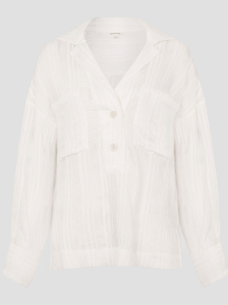 Monsoon White Tilda Textured Shirt - Image 5 of 5