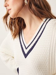 Monsoon Natural Oversized Ola V-Neck Jumper - Image 4 of 6