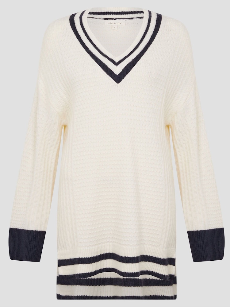 Monsoon Natural Oversized Ola V-Neck Jumper - Image 6 of 6