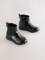 Black Patent Wide Fit (G) Leather Chelsea Ankle Boots - Image 1 of 6