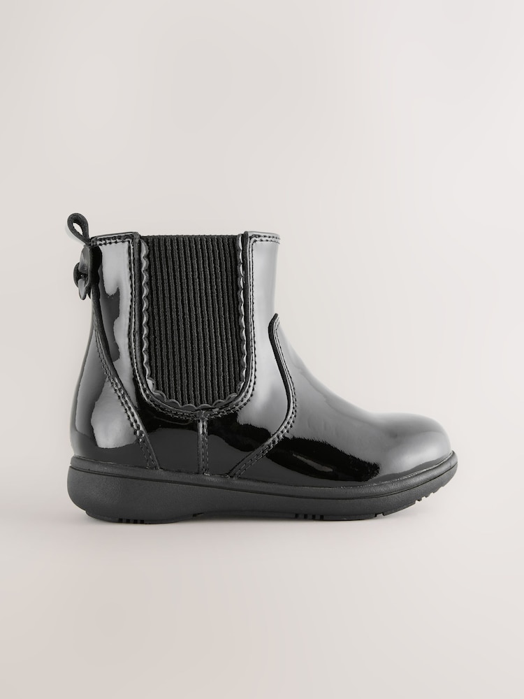 Black Patent Wide Fit (G) Leather Chelsea Ankle Boots - Image 2 of 6