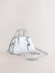 Silver Leather Mini Bowler Bag - Image 1 of 5