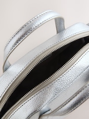 Silver Leather Mini Bowler Bag - Image 4 of 5