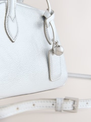 Silver Leather Mini Bowler Bag - Image 5 of 5