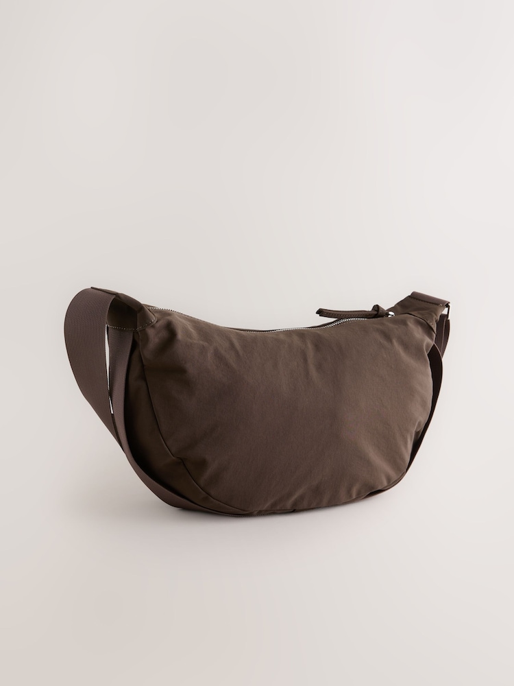 Chocolate Brown Large Nylon Sling Bag - Image 2 of 6