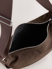 Chocolate Brown Large Nylon Sling Bag - Image 5 of 6