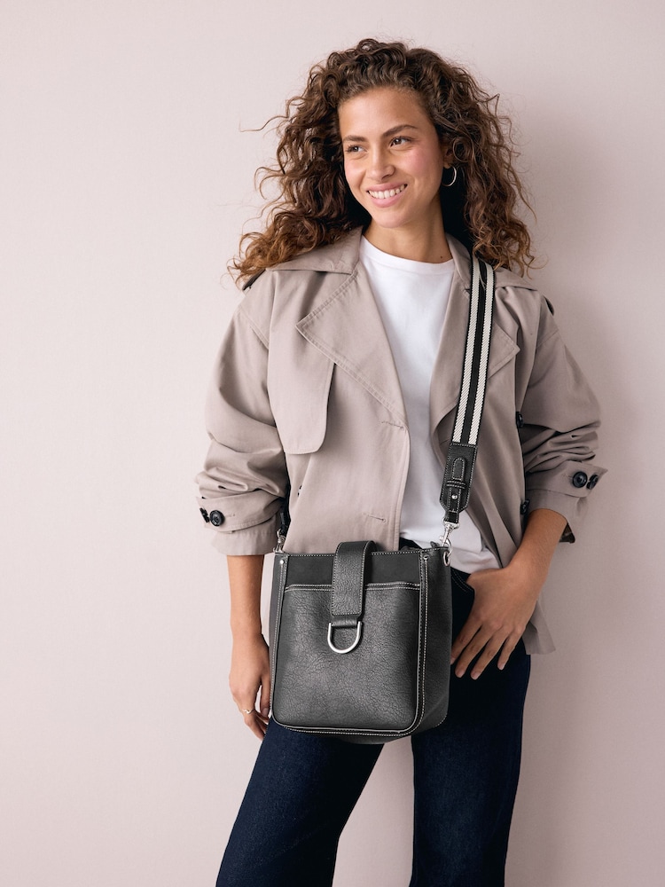 Black Structured Messenger Bag - Image 1 of 9