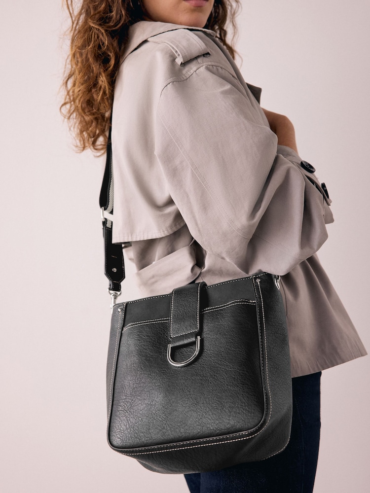 Black Structured Messenger Bag - Image 2 of 9