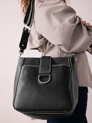 Black Structured Messenger Bag - Image 3 of 9
