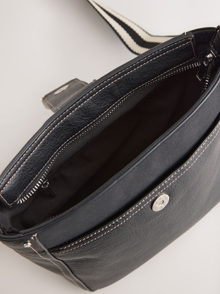 Black Structured Messenger Bag - Image 9 of 9