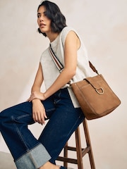 Tan Brown Structured Messenger Bag - Image 1 of 10