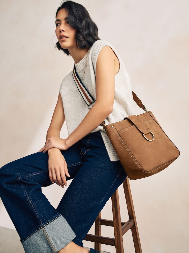 Tan Brown Structured Messenger Bag - Image 1 of 10