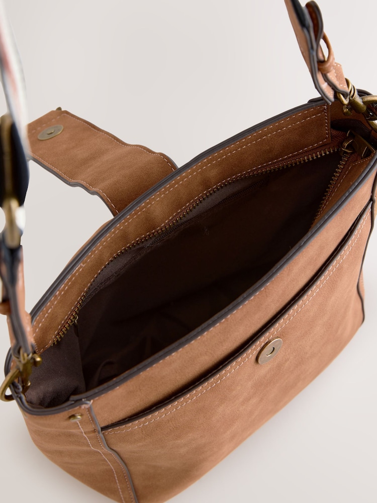 Tan Brown Structured Messenger Bag - Image 10 of 10