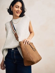 Tan Brown Structured Messenger Bag - Image 2 of 10
