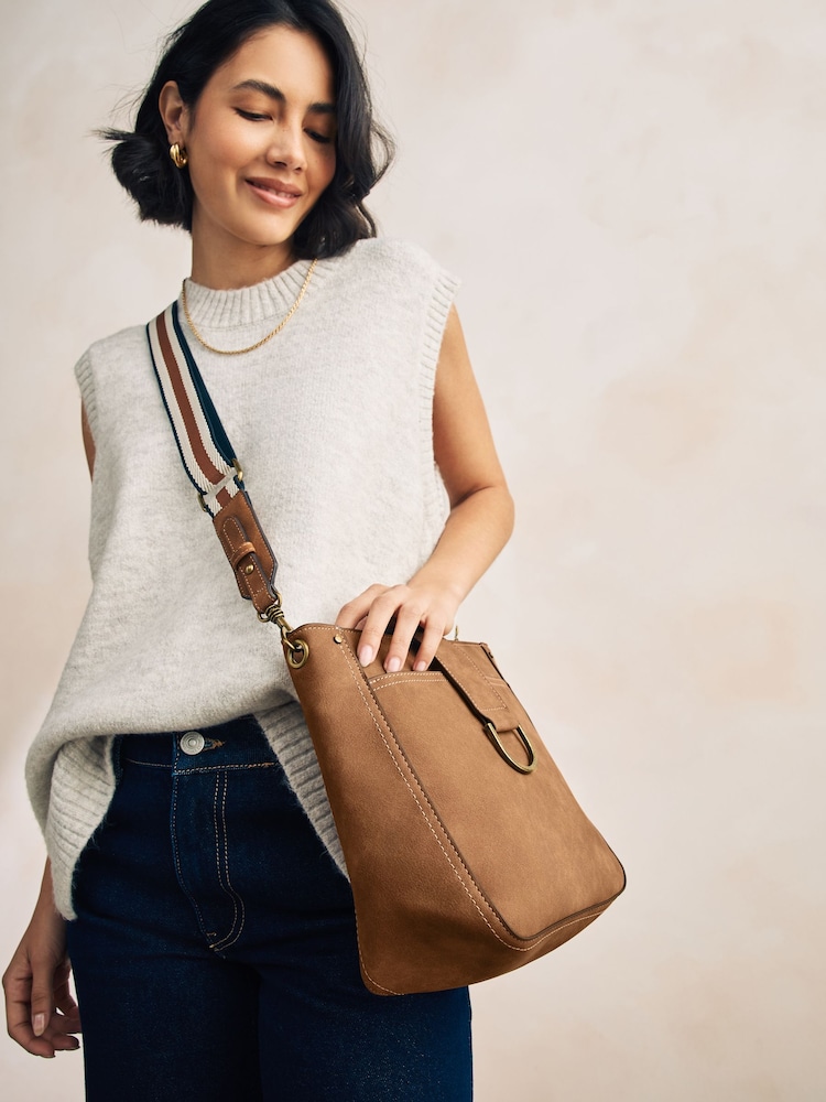 Tan Brown Structured Messenger Bag - Image 2 of 10
