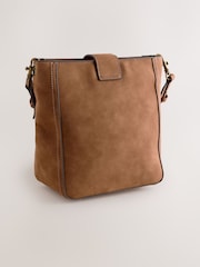 Tan Brown Structured Messenger Bag - Image 5 of 10