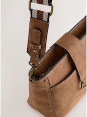 Tan Brown Structured Messenger Bag - Image 6 of 10