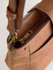 Tan Brown Structured Messenger Bag - Image 9 of 10
