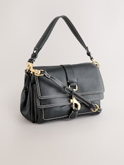 Black Leather Buckle Cross-Body Bag - Image 1 of 8