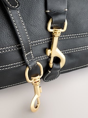 Black Leather Buckle Cross-Body Bag - Image 4 of 8