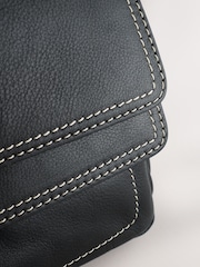 Black Leather Buckle Cross-Body Bag - Image 5 of 8