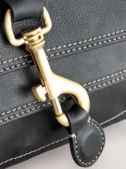Black Leather Buckle Cross-Body Bag - Image 8 of 8