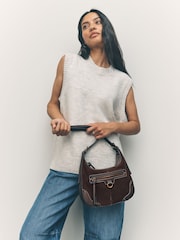 Chocolate Brown Scooped Cross-Body Bag - Image 2 of 9