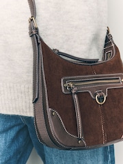 Chocolate Brown Scooped Cross-Body Bag - Image 3 of 9