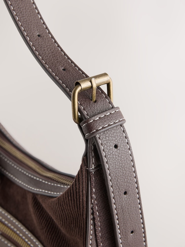 Chocolate Brown Scooped Cross-Body Bag - Image 9 of 9