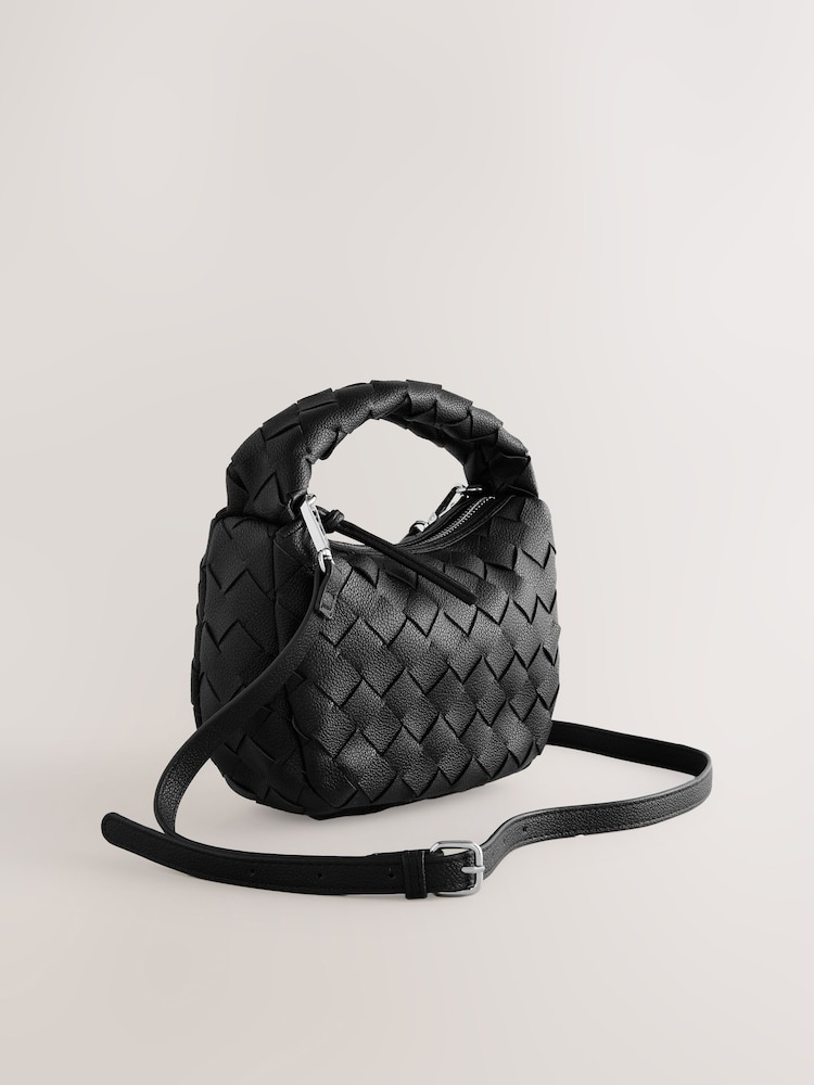 Black Weave Cross-Body Bag - Image 1 of 5