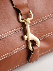 Tan Brown Leather Buckle Cross-Body Bag - Image 3 of 5
