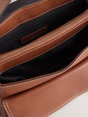 Tan Brown Leather Buckle Cross-Body Bag - Image 5 of 5