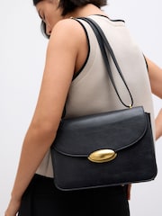 Black Croc Effect Large Structured Cross-Body Bag - Image 1 of 9