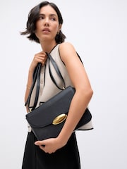 Black Croc Effect Large Structured Cross-Body Bag - Image 2 of 9