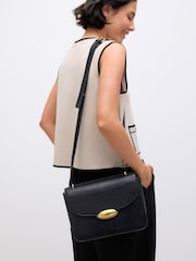 Black Croc Effect Large Structured Cross-Body Bag - Image 3 of 9