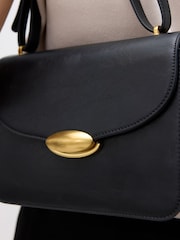 Black Croc Effect Large Structured Cross-Body Bag - Image 4 of 9