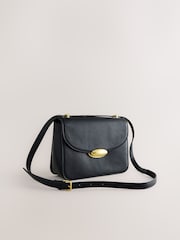 Black Croc Effect Large Structured Cross-Body Bag - Image 5 of 9