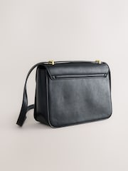 Black Croc Effect Large Structured Cross-Body Bag - Image 6 of 9