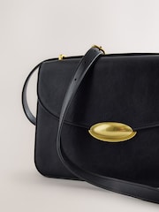 Black Croc Effect Large Structured Cross-Body Bag - Image 7 of 9