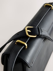 Black Croc Effect Large Structured Cross-Body Bag - Image 8 of 9