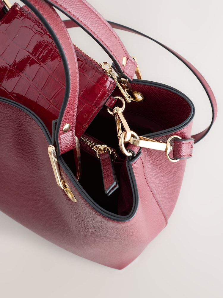 Sac Cabas Avec Porte-monnaie Rouge - Occasion, Similicuir - Pratique Et Spacieux